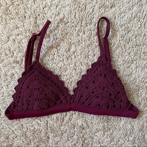 Xhilaration Burgundy Crochet Lace Bikini Top